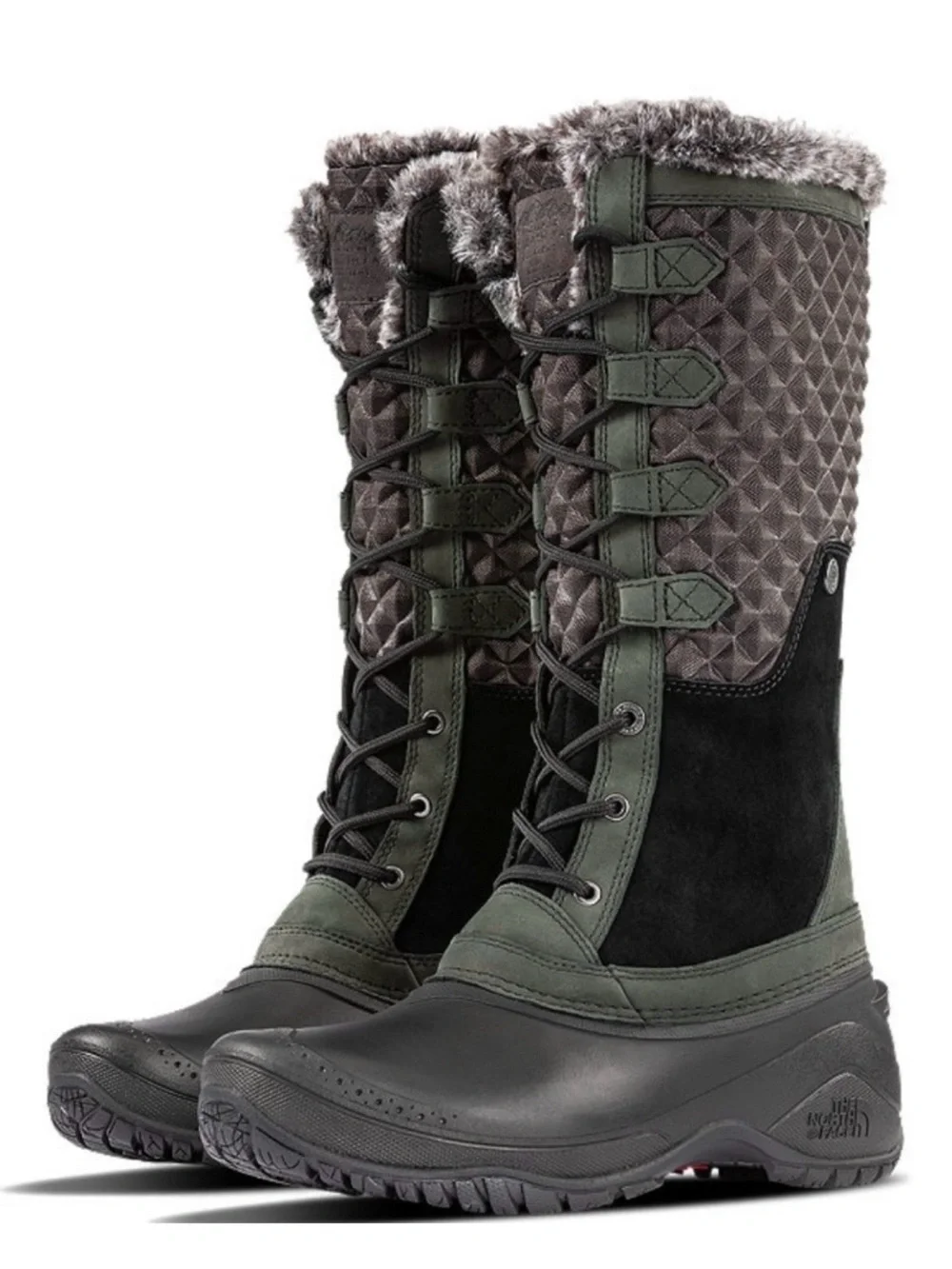 The North Face Shellista III Tall Winter Boots Black Dark Green Size 10.5
